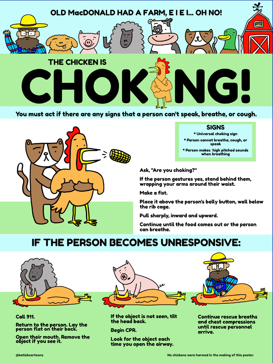 Old MacDonald/Chicken Themed First Aid for Choking Poster