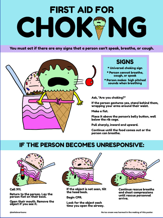 Ice Cream-Themed First Aid for Choking Poster