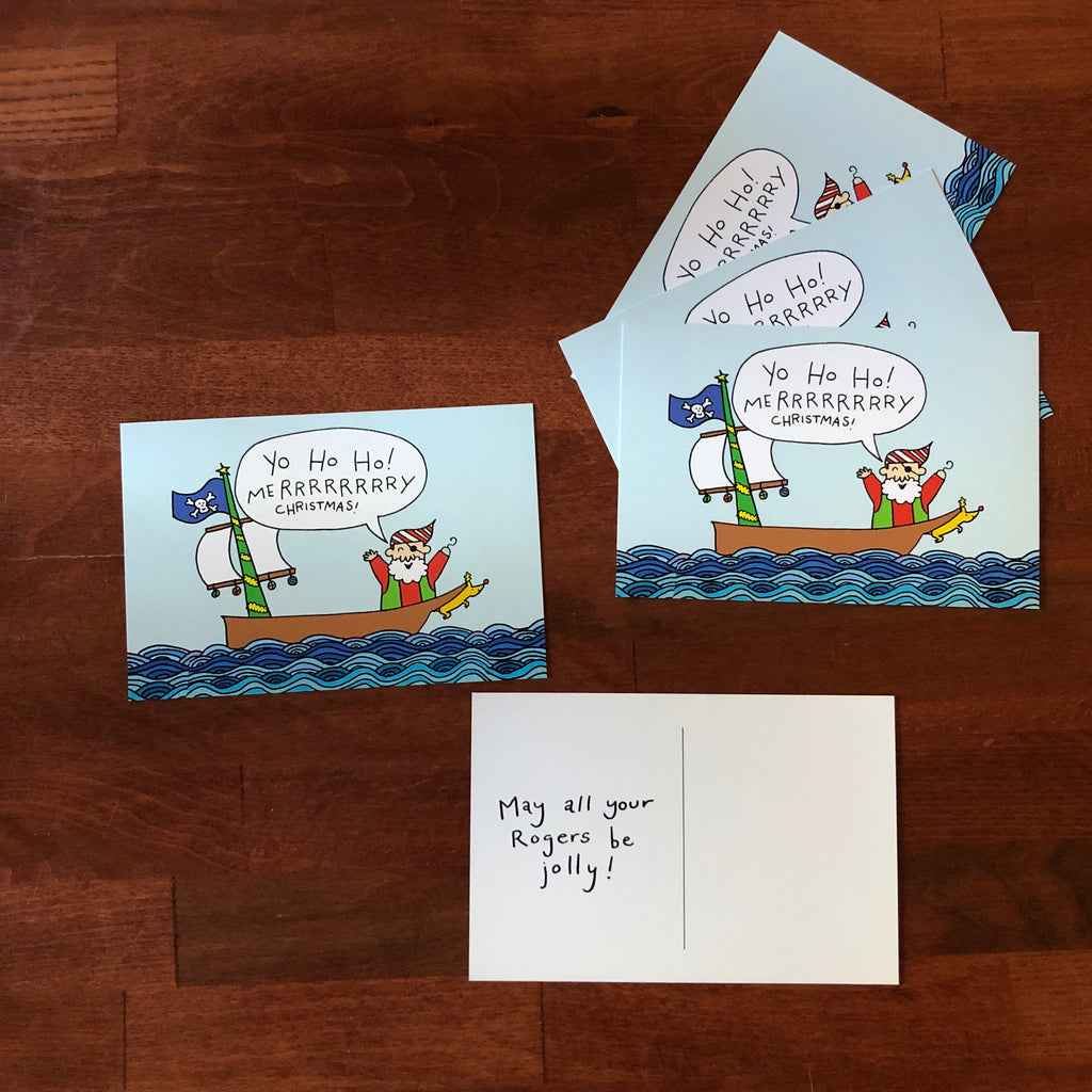 Yo Ho Ho Merrrrrry Christmas (5 Pack of Pirate Christmas 4x6 Glossy Postcards)