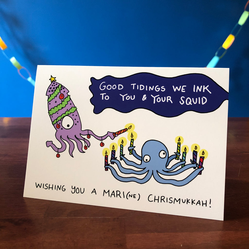 An Inky Chrismukkah Holiday Greeting Card (5" x 7", with envelope)