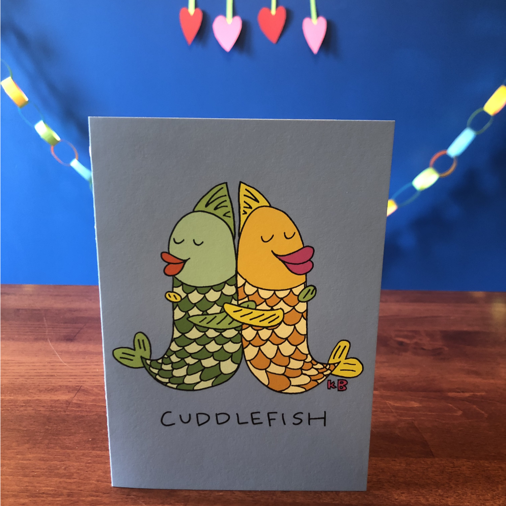 Cuddlefish Valentine's Day Greeting Card (5" x 7", with envelope)