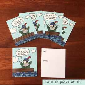 I'm Glad You Arrrr My Matey Pack of Classroom Valentine's Day Cards (3.6" x 4.25", pack of 10)