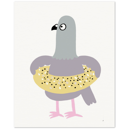 Pigeon in a Bagel Art Print