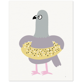 Pigeon in a Bagel Art Print