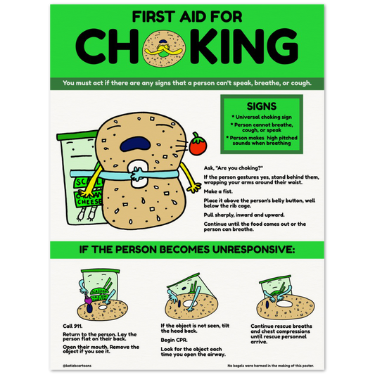 Bagel-Themed First Aid for Choking Poster