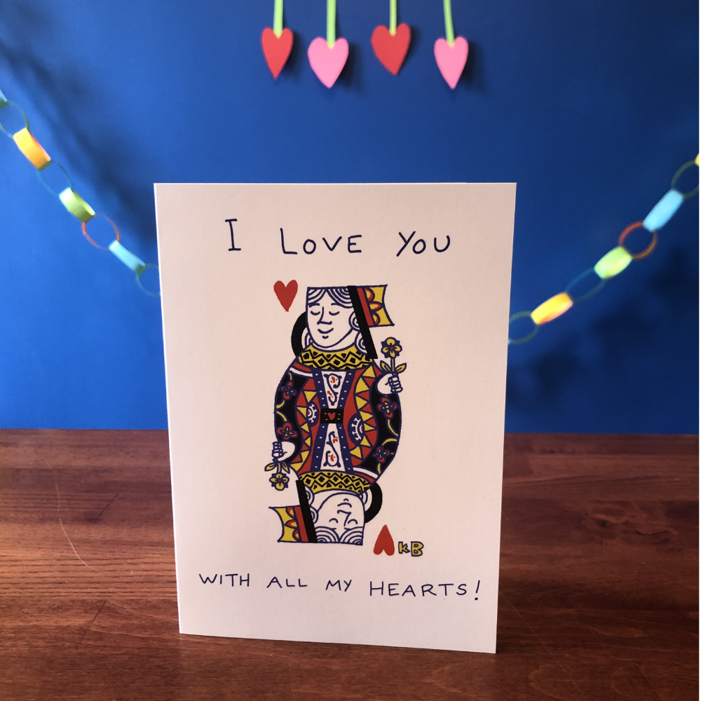 I Love You with All My Hearts (Queen) Greeting Card (5" x 7", with envelope)